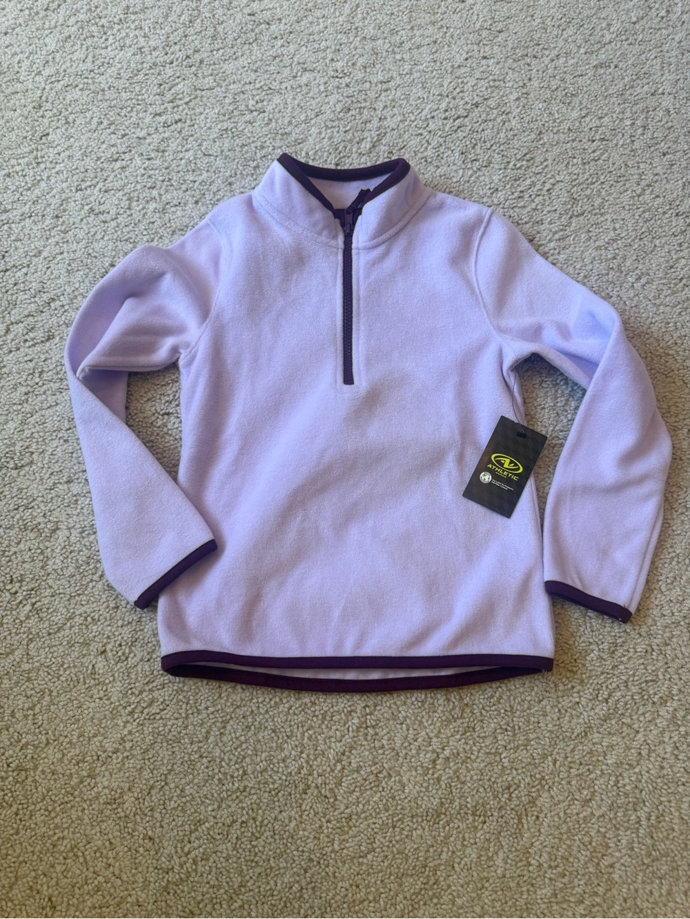 Lilac purple Half-Zip Fleece Pullover with Dark Purple Trim